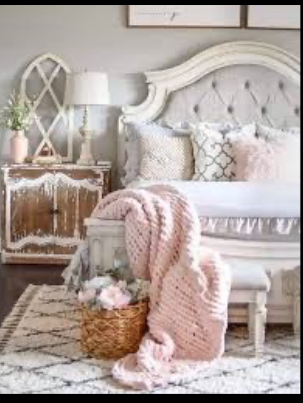 Shabby Chic Bed Stool. Cream
